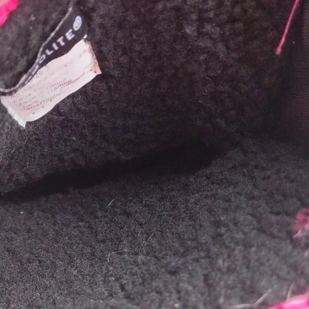 Northside Thermopile Black Pink Plaid Upper Zipper Front Step In Snow Boot Shoe